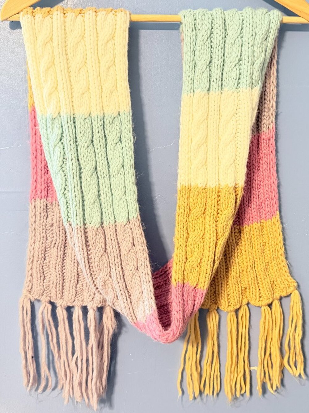 New York & Company Knit Scarf Women's Multicolor Fringed Ends 100% Acrylic